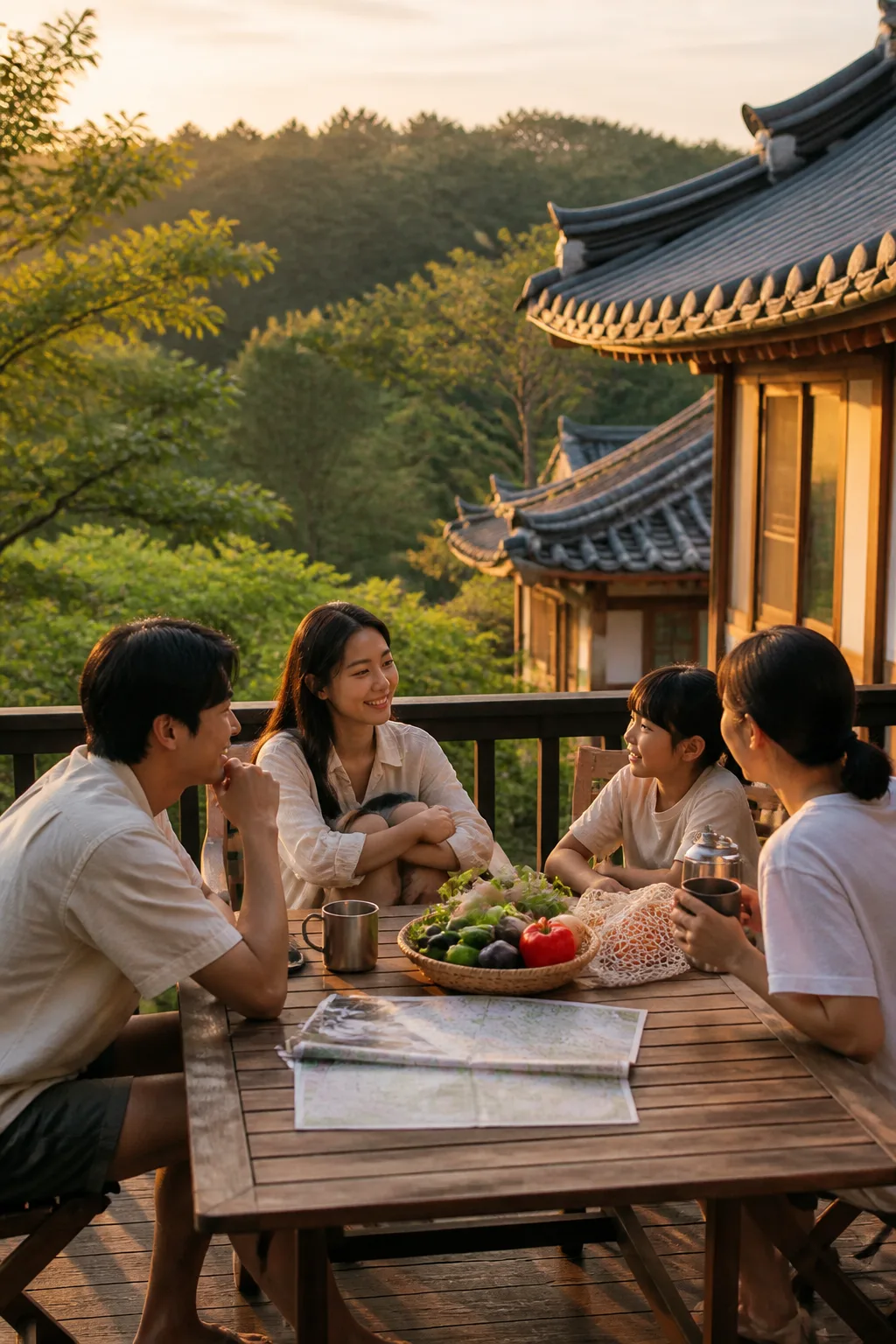 경주 역사문화 관광 후 장보기 식재료와 함께 펜션에서 쉬는 여행객들